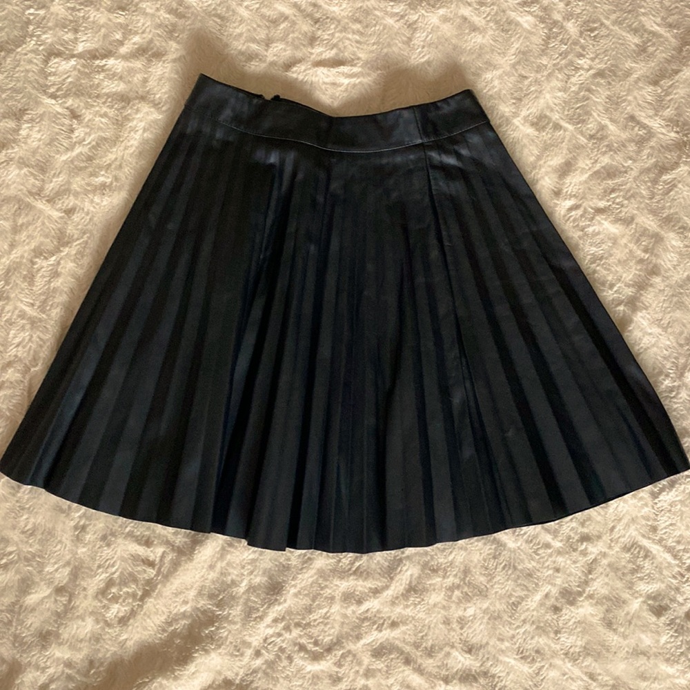 Faux leather accordion skirt